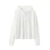 Verão Novo Roupa Feminina Estilo Japonês Casual Color Block Listrado Proteção Solar Saída de Praia Verão Fina Levemente Transparente Solta com Capuz Top