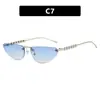 Gafas de Sol Triangulares de Marco Pequeño Kedun con Patillas de Perla Sin Marco Estilo Europeo y Americano Ins Moda Gafas de Sol Metálicas de Moda