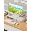 Suporte de Monitor de Canto Minimalista Preto, Prateleira de Armazenamento de Canto para Mesa de Escritório, Estante Elevada de Armazenamento para Computador de Tela Dupla