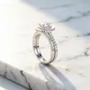 Anillo de plata esterlina s925 Tong Lin anillo de boda anillo de compromiso fila de taladros dos en uno anillo europeo y americano anillo de plata anillo al por mayor