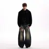Moletom com zíper masculino de modelagem solta com fivela de avião de metal, jaqueta casual de moda americana high street