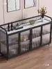 Aparador de Lujo Ligero, Gabinete Moderno Minimalista de Hierro y Vidrio, Barra de Cocina, Estante de Almacenamiento para Apartamentos Pequeños y Medianos