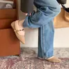 Primeiro Encontro com os Sapatos Peludos Retrô Franceses para Mulheres, Mocassins Slip-On de Pelúcia para Outono e Inverno com Decoração de Corrente de Metal, Quentes e Confortáveis