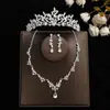 Coroa elegante de noiva Mori Super fada cocar conjunto de três peças novo colar acessórios de casamento brincos de aniversário casamento mulheres
