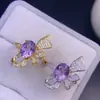 Anillo de Amatista Pura Natural para Mujer Color Súper Genial Piedra al Descubierto Tamaño 7*9mm Plata Pura S925 de Alto Grado Incrustado