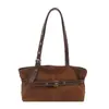 Bolso de Hombro Único de Cuero de Ciervo Terciopelo Color Sólido Gran Capacidad Retro Coreano Otoño e Invierno 2025 Simple Nueva Moda