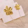 Broche Flor de Pérola Dourada Vintage Transfronteiriço Europeu e Americano para Festas e Deslocamento, Banhado a Ouro Real, Conserva a Cor, Broche Elegante