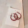 Brinco de Argola Vermelha Europeu e Americano Transfronteiriço Argola de Orelha Círculo Vermelho Estilo Hong Kong Retrô Argola de Orelha Esmalte Vermelho Brincos Simples de Nicho