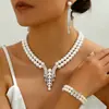 Juegos de Joyería Europeos y Americanos Transfronterizos Incluyendo Collares, Aretes y Pulseras Son Adecuados para Bodas, Fiestas, Banquetes y Pueden Combinarse con Cadenas para Suéteres