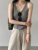 Chaleco de Punto de Color Sólido sin Mangas con Cuello en V Estilo Coreano Fórmula Universal Jiangzuo para Mujer, Camisola Versátil de Verano U1531