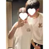 Camisetas a Juego de Algodón Puro Peinado para Pareja, Ropa de Verano, Estilo de Celebridad de Internet de Nicho, Tops Sueltos de Manga Corta, Modernos