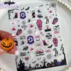Pegatinas Divertidas de Halloween Gritando para Uñas Oscuras Lindas Dibujos Animados Fantasma Calabaza 3D en Relieve Pegatina Autoadhesiva para Uñas