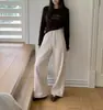 2026 Inverno Minnie Listras Finas Passeio Matinal Cintura Elástica Cordão Forro de Fleece Espessado Calças Casuais Femininas Calças de Moletom Calças de Perna Reta