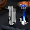 Encendedor de Doble Chorro de Venta Caliente Transfronterizo, Encendedor Metálico Creativo, A Prueba de Viento, Sensación de Alta Gama, Encendedor de Alta Potencia, Modelo Nuevo