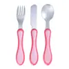 Set de cubiertos de acero inoxidable en stock para niños, diseño lindo de dibujos animados para bebés, adecuado para uso doméstico, colores y logo personalizables