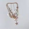 Collar de concha resistente para vacaciones, estrella de mar, doble capa apilado, cadena para clavícula retro exagerada barroca