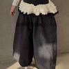 Conjunto de 2 Peças Feminino 2025 Estiloso Fofo Top de Renda Emendado Falso Calça Casual Versátil de Bolinhas
