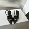 Sandalias de Moda de Tacón Alto Stiletto Puntiagudas de Charol Negro Estilo Maduro Zapatos Nuevo Estilo Primavera 2026