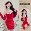 Lingerie Sexy Personalizada Uniforme de Natal Tentação Inverno Camisola de Pelúcia Ano Novo Camisola com Suspensórios Casal Flertando