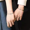 Pulsera de Pareja Pluma Te Acompañé Par de Hombres y Mujeres Ceja Moda Personalidad Plata de Ley Tejido Cuerda de Mano