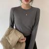 Camisa de terciopelo de doble cara Ropa interior de mujer Otoño e invierno Nueva camiseta de manga larga con cuello redondo Top ajustado cepillado para todo tipo de combinaciones