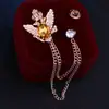 Broche Masculino Europeu e Americano Estilo Corte Retrô Casaco Terno Corsage Corrente de Franja Águia de Duas Cabeças Broche Venda por Atacado de Fábrica