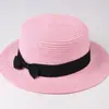 Sombrero de Sol de Verano Estilo Coreano para Madre e Hija con Lazo Ala Plana Protección Solar Sombrero de Paja Exterior Plano Plegable Sombrero de Sol