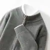 Novo Suéter de Lã Outono e Inverno para Homens, Gola Alta Curta, Caimento Solto, Espessado, com Zíper, Suéter Casual de Tricô de Caxemira