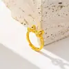 Anillo de Diseño Lujoso con Lazo, Anillo Abierto de Oro Arena Vietnamita para Dedo Índice de Mujer, Joyería Versátil y Duradera, Venta Directa