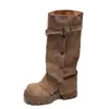Pantalones Botas Melanoides para Aumentar la Altura Suela Gruesa Caballero Otoño Invierno 2026 Tacón Grueso Botas Largas Mujer Retro Adelgazantes Botas Largas Nuevas