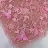 Tela bordada con lentejuelas de malla de flor de tres pétalos, multicolor, para vestidos de gala, Hanfu y cheongsam
