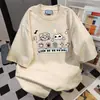 Camiseta Moda Manga Curta Estampa Divertida Estilo Japonês 2026 Verão Novo Casual Solta Versátil Par de Tops