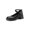 Sapatos Casuais de Novo Estilo com Salto Médio Bloco, Design Simples e Baixo, Sapatos de Tira Única Cruzada, Sapatos de Princesa, Mocassins, Tamanhos 33-43