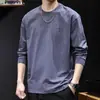2025 Nueva Camiseta de Manga Larga para Hombre Tendencia de Otoño Versátil Ropa para Vestir por Capas Cuello Redondo Talla Grande Primavera y Otoño Elegante