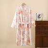 Robe de Gaze de Algodão Puro de Camada Dupla Fino, Roupa de Casa Estilo Kimono Japonês, Traje de Sauna de Algodão Puro com Amarrar, Roupão de Banho, Em Estoque Transfronteiriço