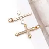 Chapado en cobre color oro real de 18k que conserva el color, cruz con circonita microincrustada, colgante para pendientes, collar, llavero, accesorios DIY