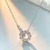 Collar de Plata de Ley S925 Cielo Estrellado Entrelazado Personalizado Círculo Redondo Cadena para Clavícula Estilo Lujo Ligero Exquisito Collar de Sensación de Alta Gama