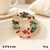 Broche de Corona Incrustado de Pedrería Decoración de Caja de Regalo Esmalte Muñeco de Nieve Navideño Accesorio para Suéter de Mujer Aleación Floral