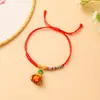 Pulsera Tejida de Cuerda de Cinco Colores del Festival del Bote del Dragón con Nudo de Flor de Durazno, Pulsera Semi-Terminada Hecha a Mano DIY para Niños, Venta al por Mayor de Regalos