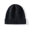 Otoño e Invierno Nuevo Gorro Grueso Cálido de Punto Canalé Punto Trenzado Color Sólido Jacquard Cachemir Protección contra el Frío A prueba de Viento Gorro Turbante