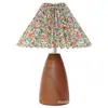 Lámpara de mesa de cerámica retro nórdica, lámpara de mesita de noche de dormitorio plisada, luz nocturna decorativa de ambiente de imitación de veta de madera de alta gama