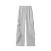 Pantalones deportivos blancos y grises de pierna recta con pliegues, para hombre, hoja curva americana, otoño e invierno, juveniles, ligeramente acampanados, casual