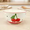 Tazón de Dulces de 5.3 pulgadas Cereza Roja Hogareño Cerámico Especialmente Hermoso Tazón de Arroz Tazón de Arroz Color Bajo Esmalte Tazón de Sopa Sensación