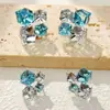 Pendientes de Cristal de Azúcar Sencillos Pendientes Versátiles de Lujo Ligero Accesorios de Nicho de Alta Gama para Mujer