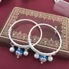Pulseira infantil azul gordinha prata de lei 999 sino infantil gato joias de prata lua cheia japonesa e coreana presente