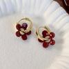Pendientes de Metal con Flor de Esmalte Elegantes y con Estilo para Mujer, Nuevo Estilo Otoñal, Clips para Orejas Únicos, Pendientes y Accesorios Versátiles de Lujo Ligero