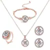Conjunto de Joias para Mulheres, Conjunto Moderno de Três Peças, Colar, Brincos e Anel Criativos de Alto Padrão Personalizados com Pedras de Strass