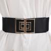 Venta al por mayor de fábrica vestido de mujer elástico elástico cinturón ancho nuevo versátil moda chamarra negra cinturón sello de cintura