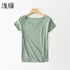 Camiseta de Manga Curta em Modal para Mulheres, Estilo Fino de Verão, Corte Justo, Top Versátil com Decote em V, Camisa Simples de Cor Pura Tricotada para Camadas
