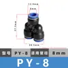 Conector rápido de tubería de aire PY, te reductora de diámetro igual, PY4, reducción PW10, giro de 8 mm, conector rápido de tubo, componentes neumáticos